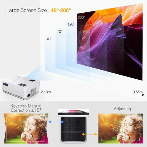 LCD Video Projector with Carrying Case HD Projector Mini Projector.