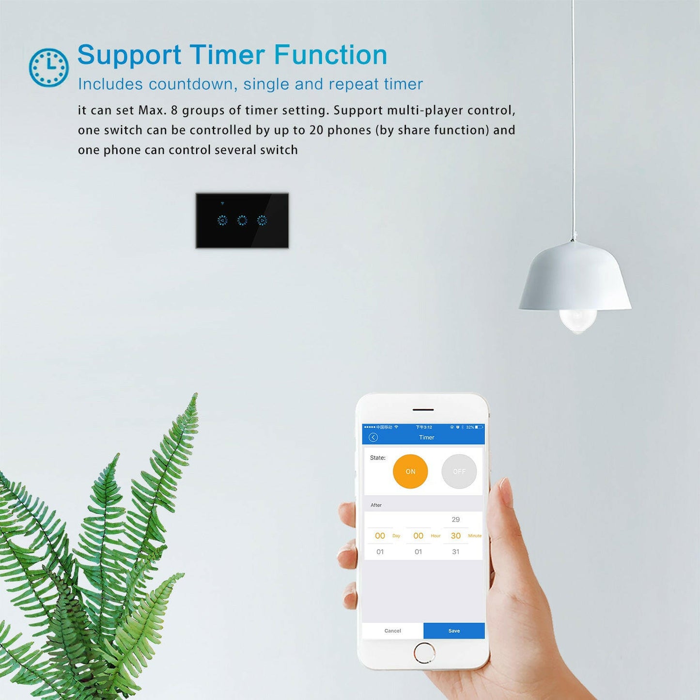 Smart Wifi Switch Compatible with Amazon Alexa.