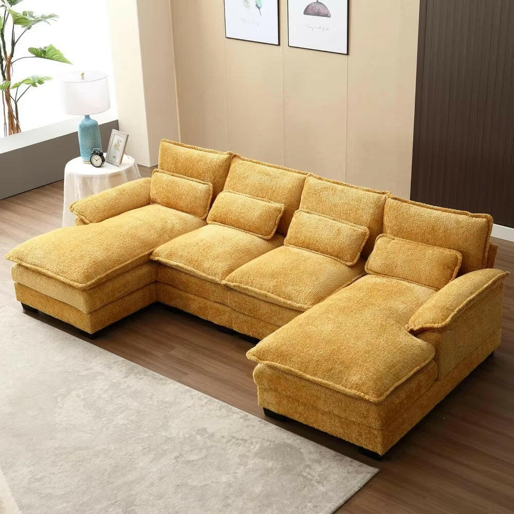 110" Sectional Sofa Couch for Living Room, Modern Chenille U Shaped Couch, Modular Sofa Sleeper with Double Chaise & Memory Foam.