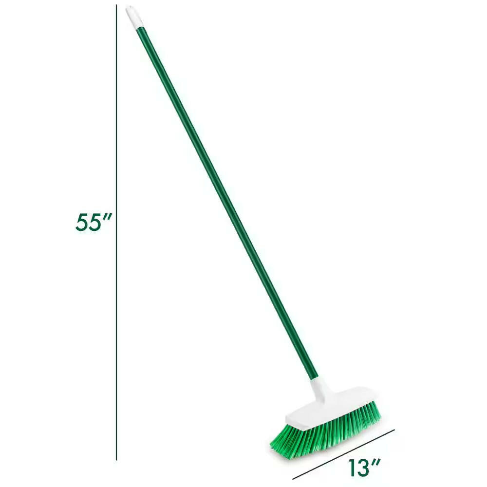 13 In. Smooth Surface Push Broom with Steel Handle.