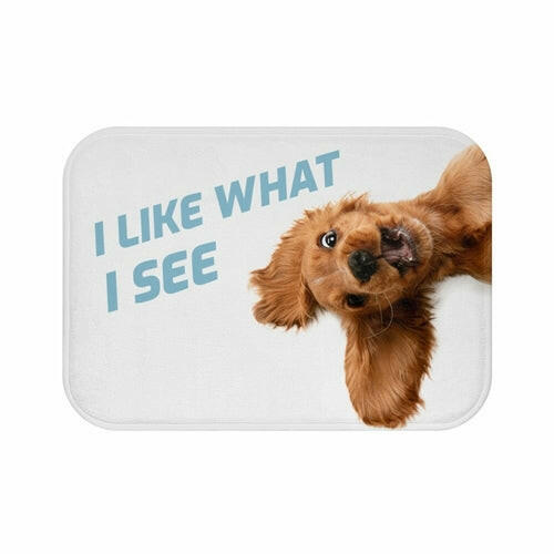 Funny Dog Looking Up Bath Mat.