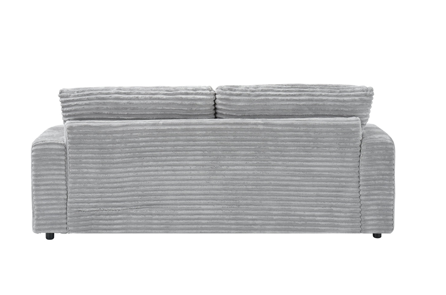 82 inches gray corduroy sofa, two storage feet +4 throw pillows,