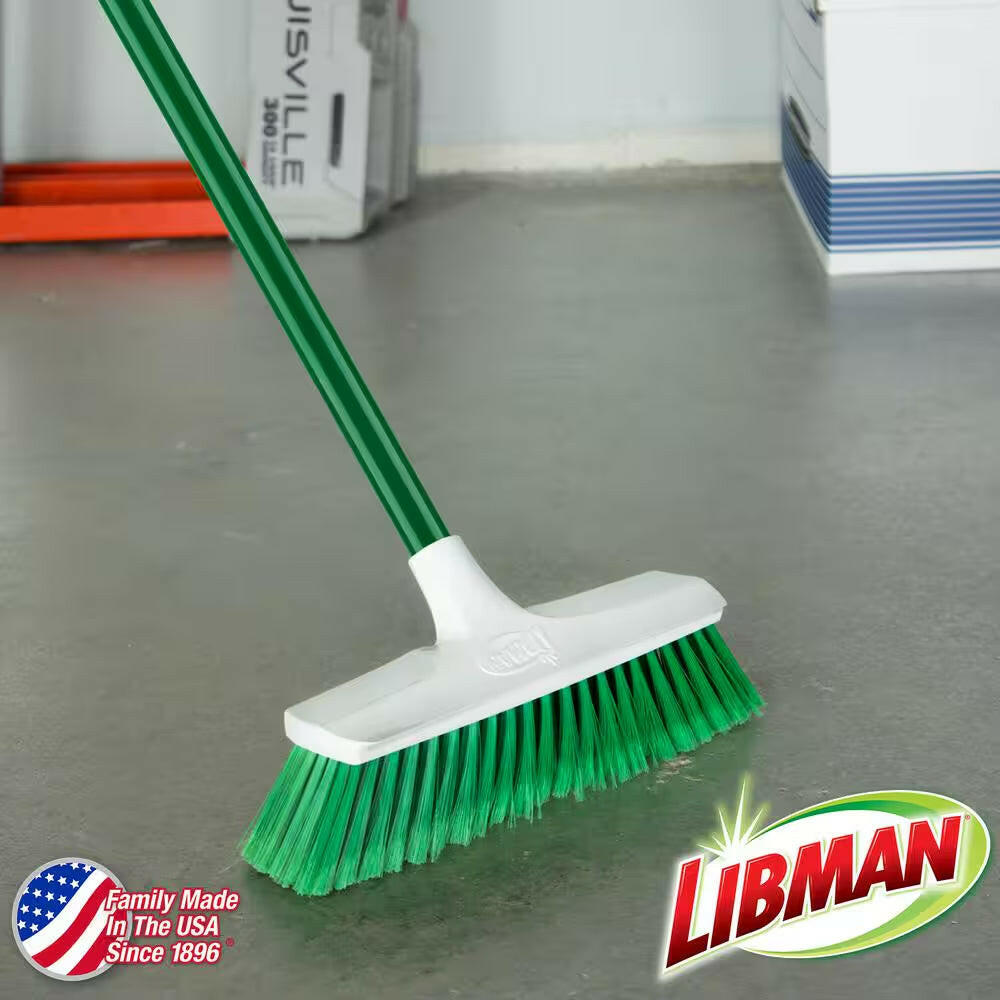 13 In. Smooth Surface Push Broom with Steel Handle.