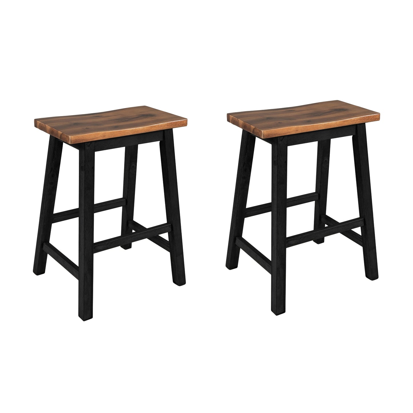 Farmhouse Rustic 2-piece Counter Height Wood Kitchen Dining Stools for