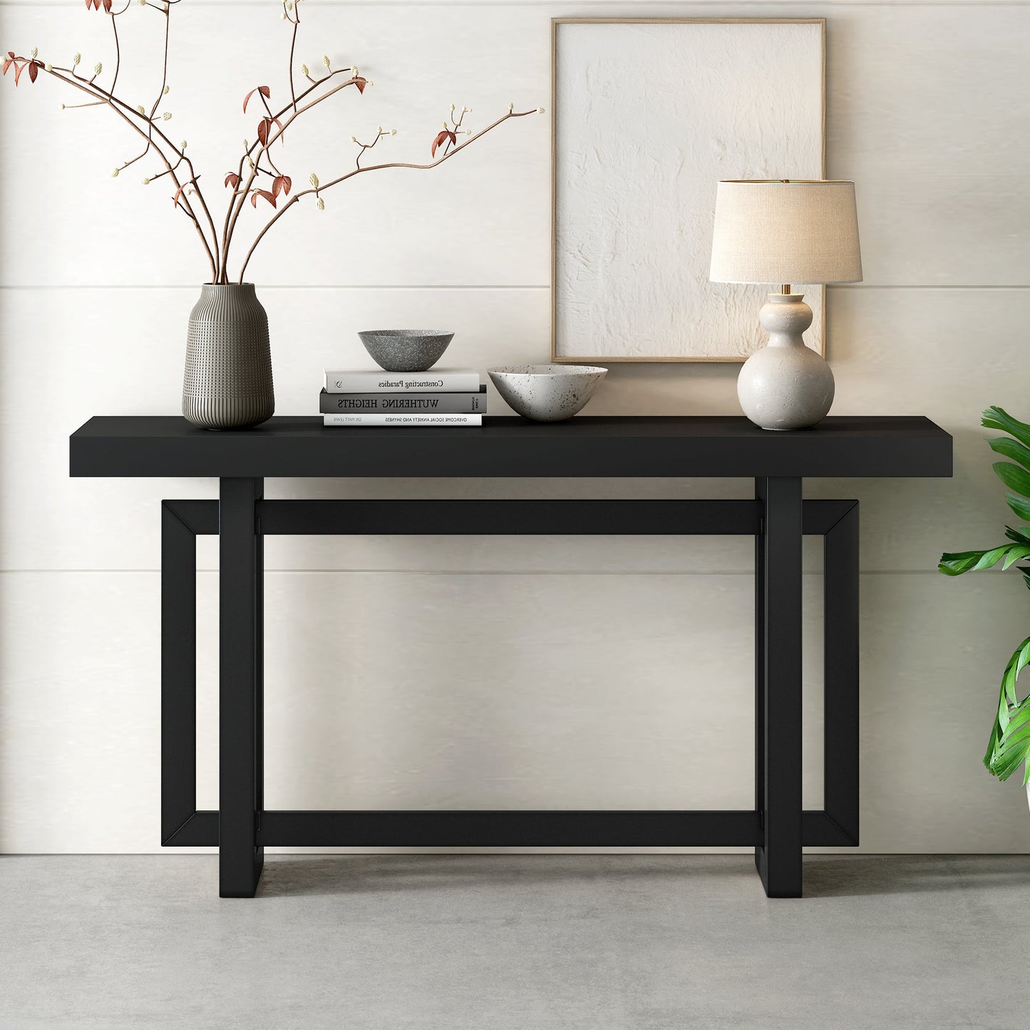 Contemporary Console Table with Wood Top, Extra Long Entryway Table