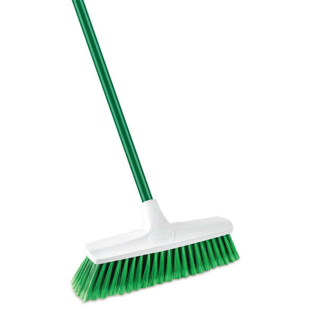 13 In. Smooth Surface Push Broom with Steel Handle.