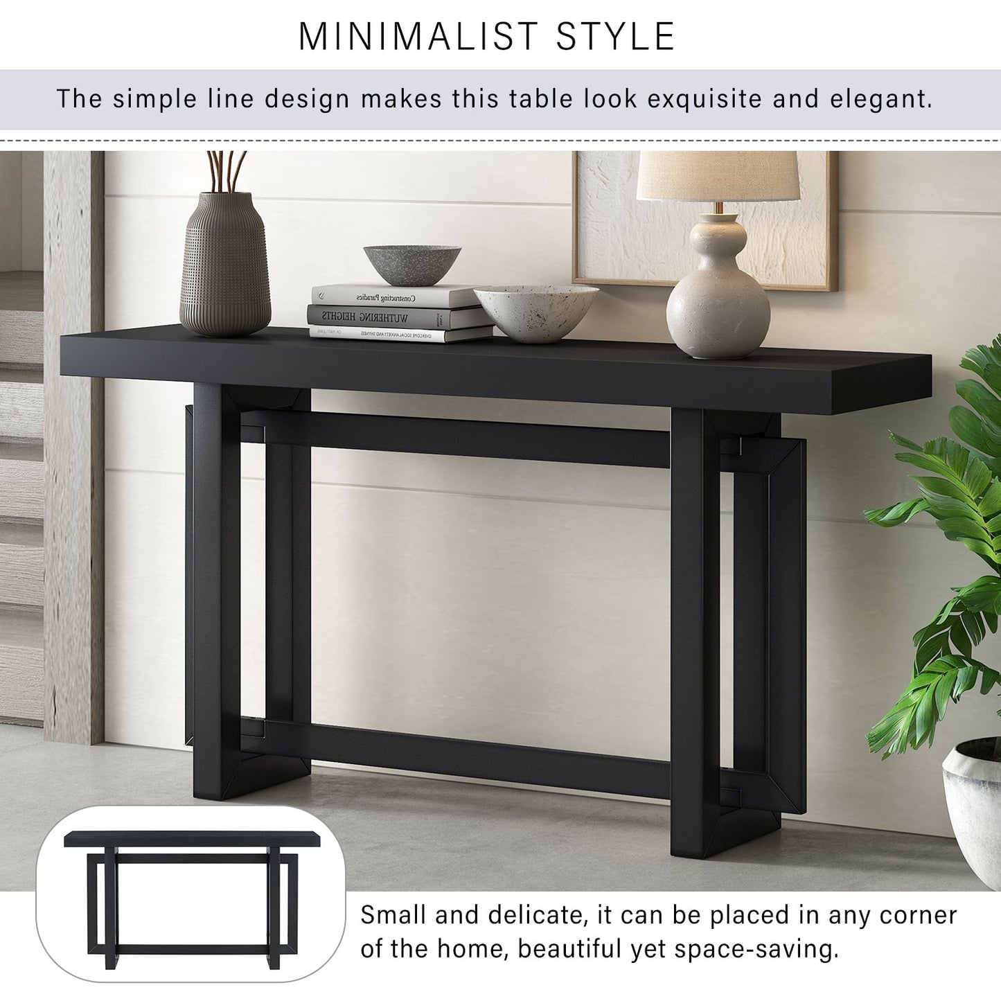 Contemporary Console Table with Wood Top, Extra Long Entryway Table