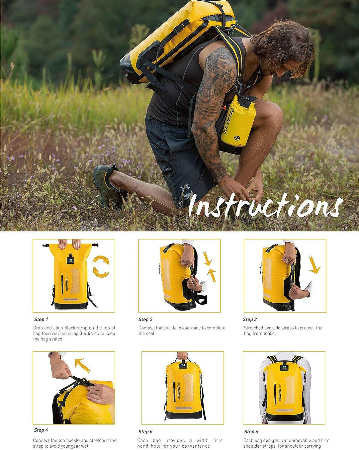 Waterproof Backpack Dry Bag 20L/30L/40L, Floating Dry Backpack Waterproof for Men, Dry Sack Waterproof Bag for Kayak.