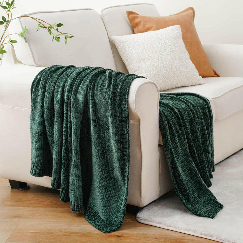 Textured Chenille Knit Throw Blanket.