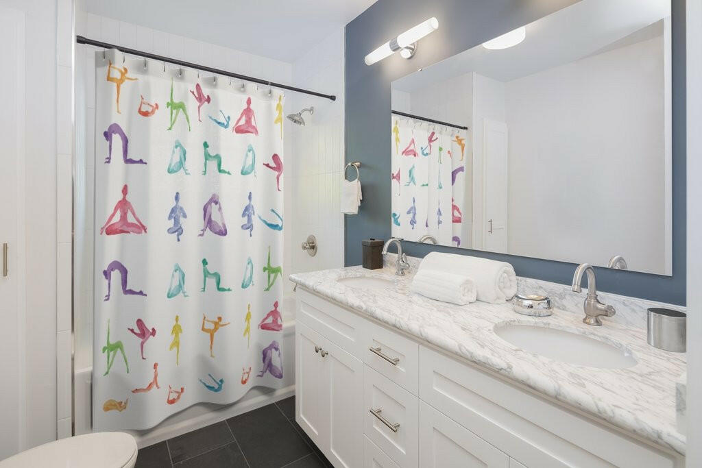 Yoga Sanctuary Shower Curtains.