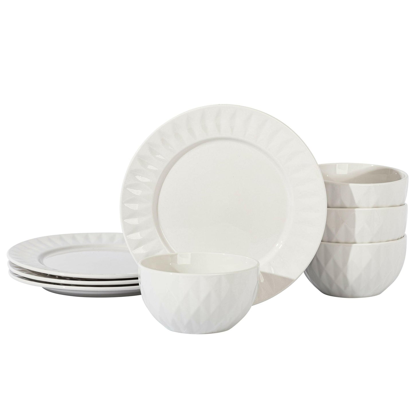 Gibson Home Fine Ceramic 8 Piece Dinnerware Set in White.