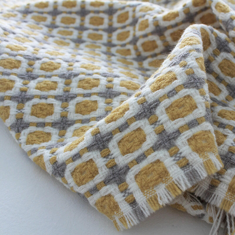 Pastoral Style Yellow Knitted Woolen Blanket.