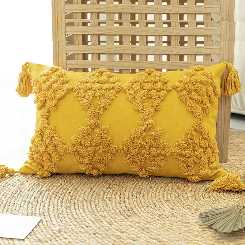 Tufted Moroccan Throw Pillow Tassels.