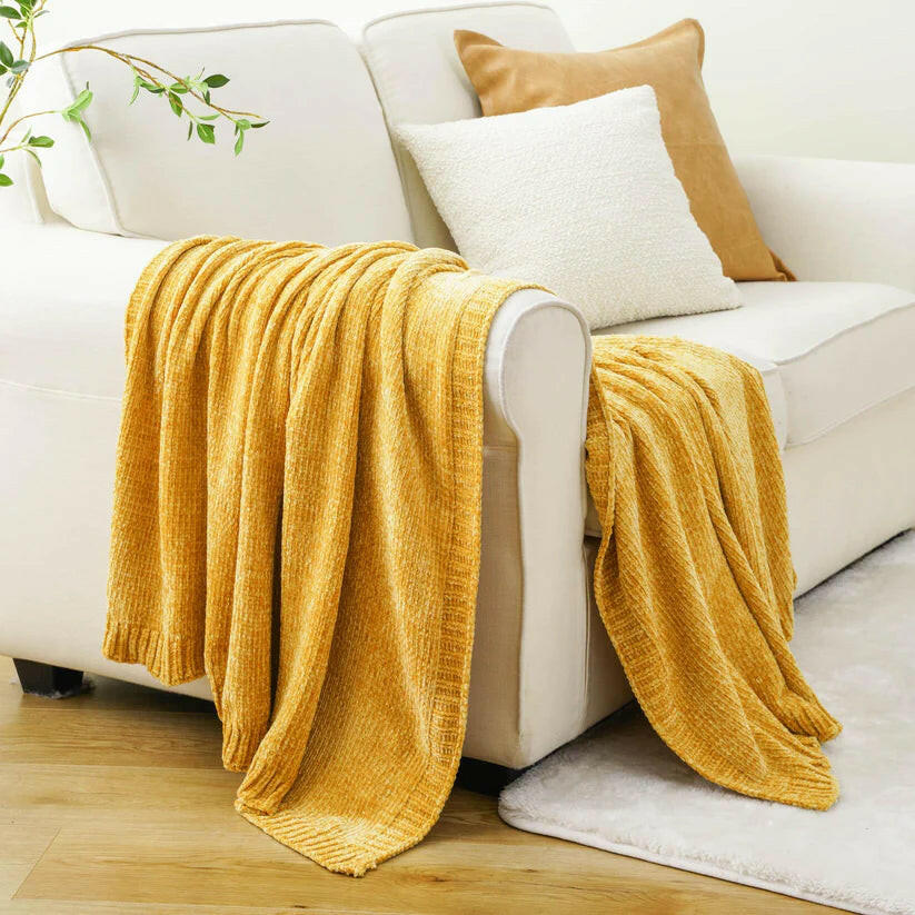 Textured Chenille Knit Throw Blanket.