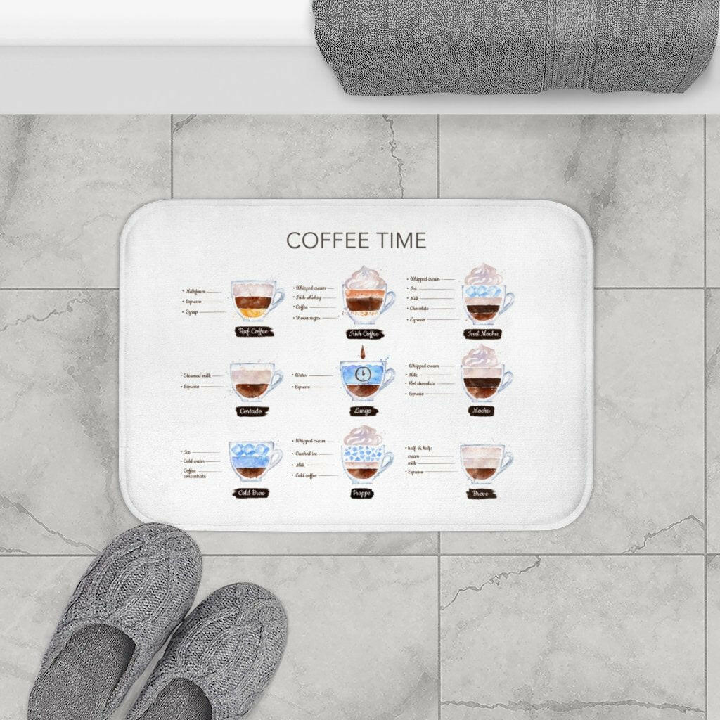 Coffee Time Drinks Bath Mat Home Accents.