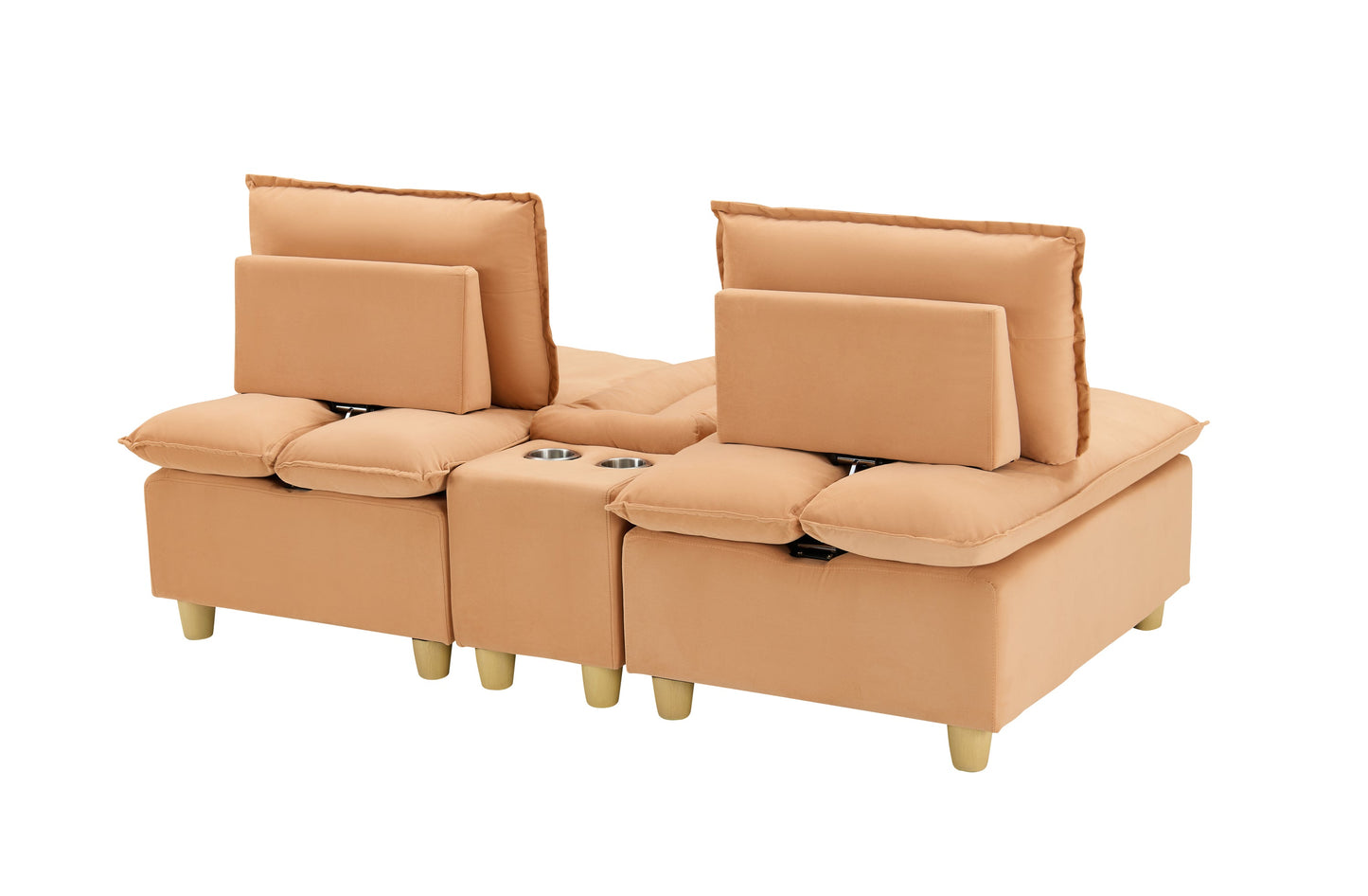 74-inch fashionable and minimalist double-seater pumpkin-colored