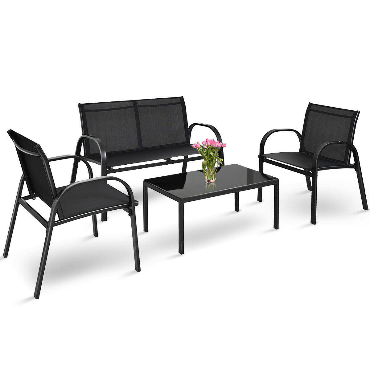 4 Pcs Patio Furniture Bistro Set.