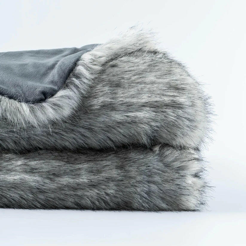 Luxury Faux Fur Throw Blanket Slate.