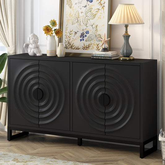 Storage Cabinet Sideboard Wooden Cabinet with Stunning Water Wave Door