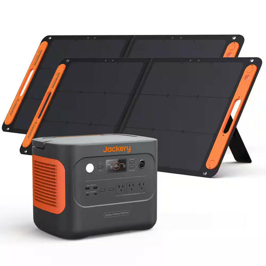 2000W Output/4000W Peak Solar Generator 1000 plus Expandable Push Button Start Battery Lifepo4 W/Two 100W Solar Panels.