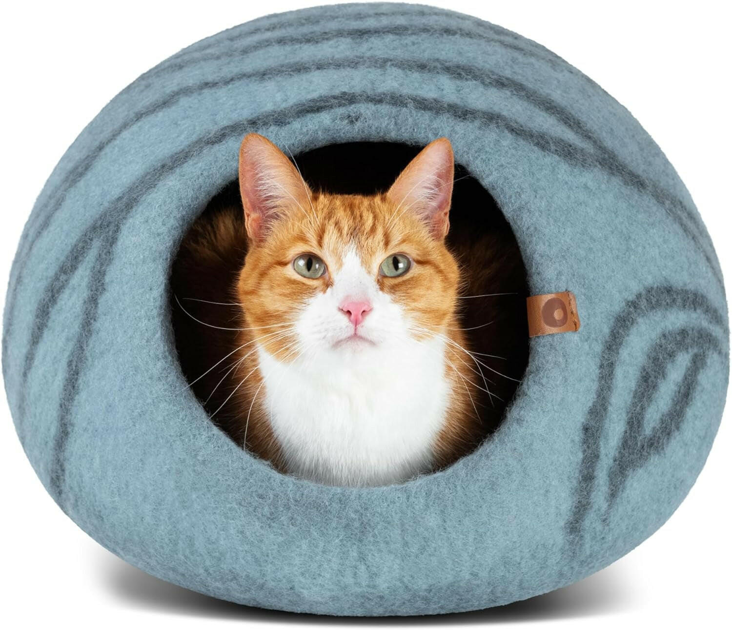 Cat Cave – Premium Felt Cat Bed for Indoor Cats, Handmade 100% Merino Wool (Light Shades) (Medium, Aquamarine).