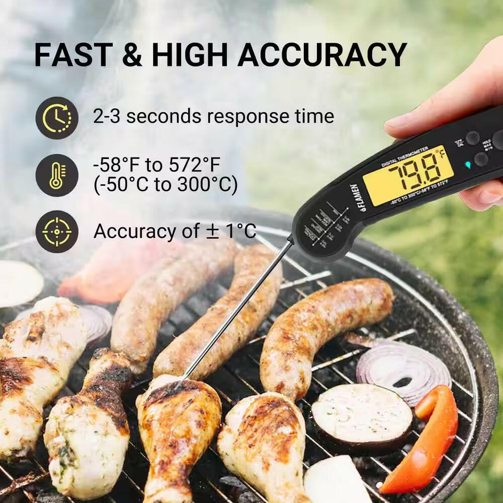 Instant Read Digital Meat Thermometer (Black).