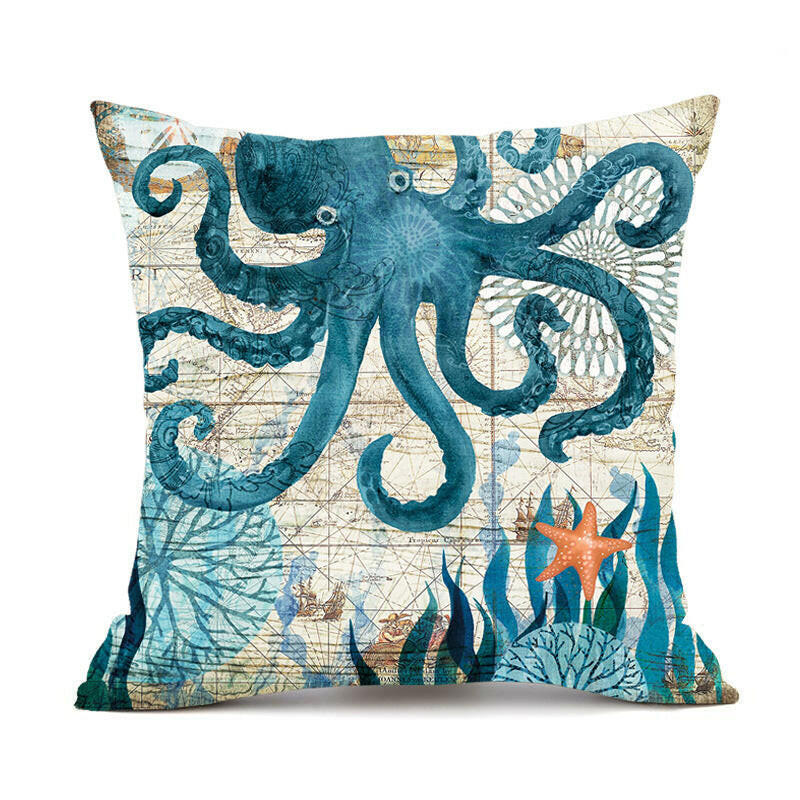 Set of 4 Marine Life Cushion Covers.