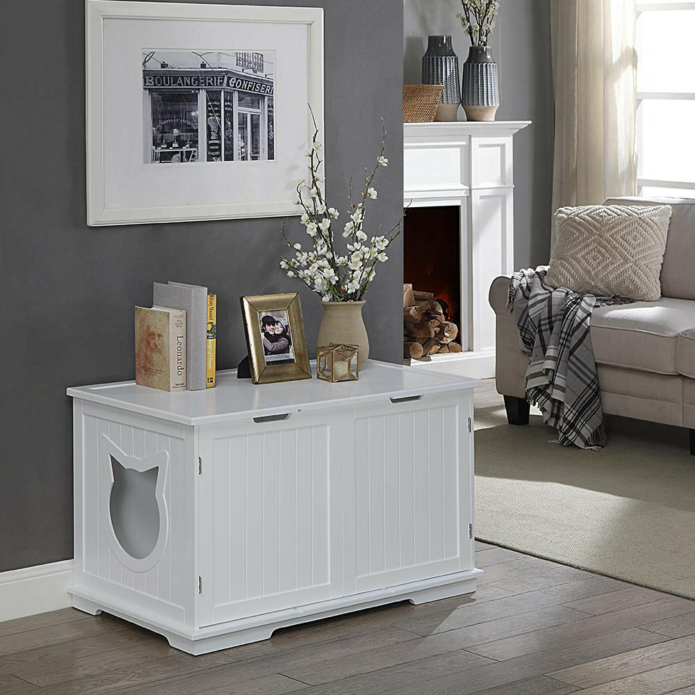 X-Large Cat Washroom Bench Litter Box Enclosure Furniture Box House.