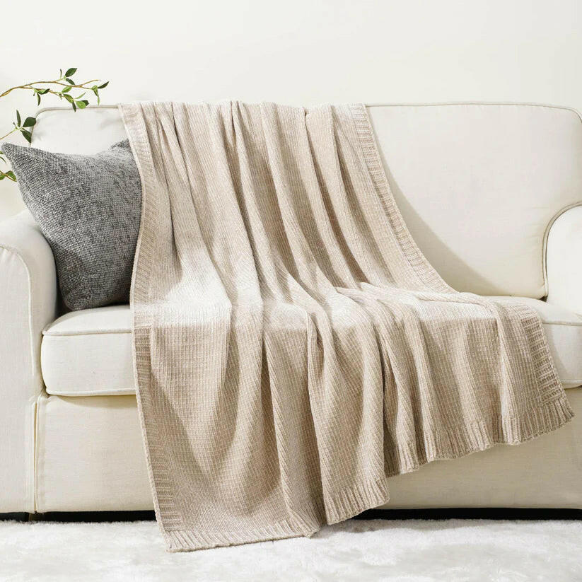 Textured Chenille Knit Throw Blanket.