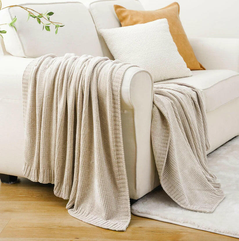 Textured Chenille Knit Throw Blanket.