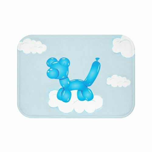 Balloon Dog on Clouds Bath Mat.