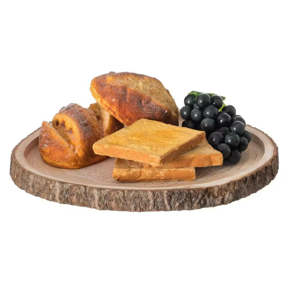 Natural Wooden Bark round Slice 16 In. Tray, Rustic Table Charger Centerpiece.