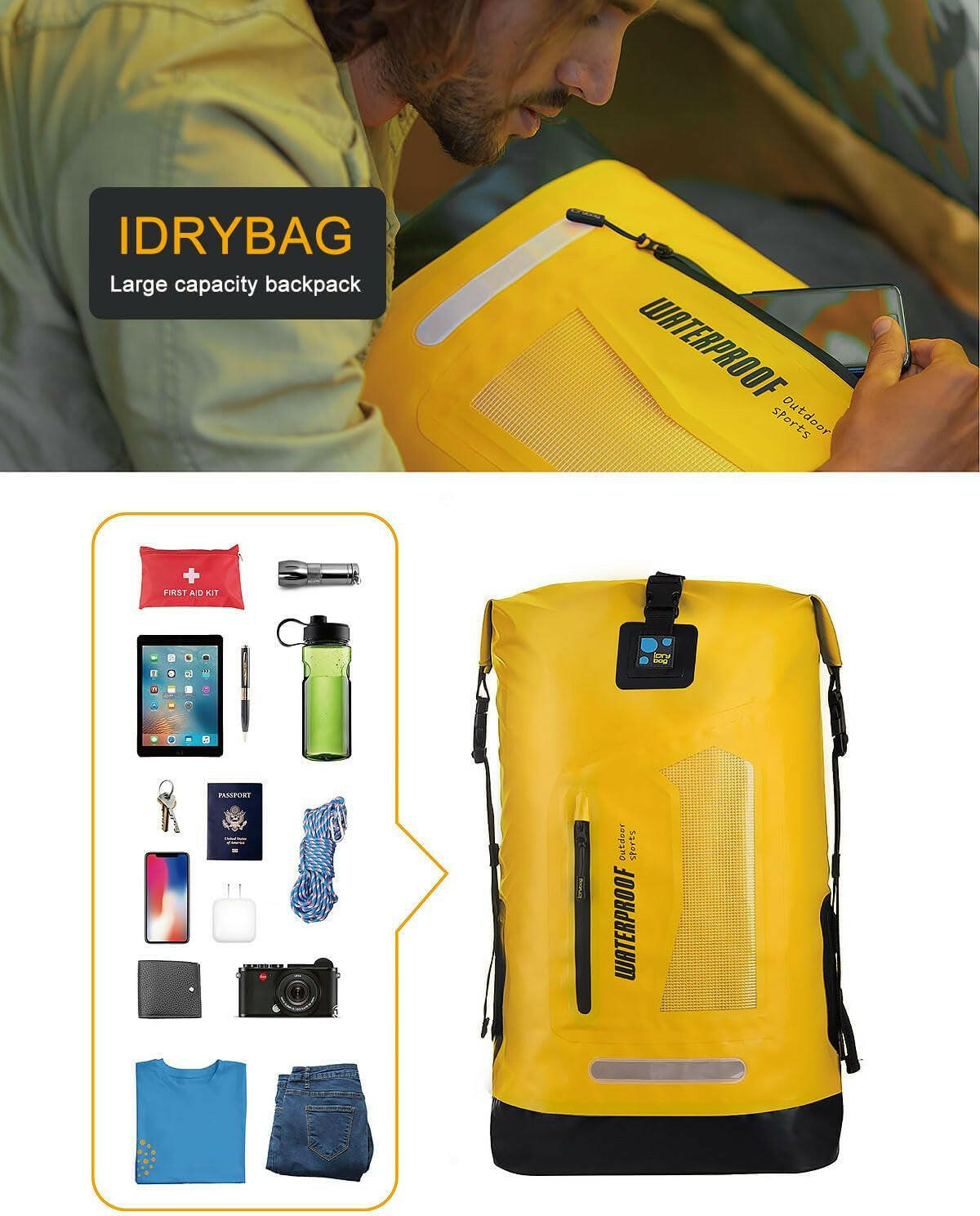 Waterproof Backpack Dry Bag 20L/30L/40L, Floating Dry Backpack Waterproof for Men, Dry Sack Waterproof Bag for Kayak.