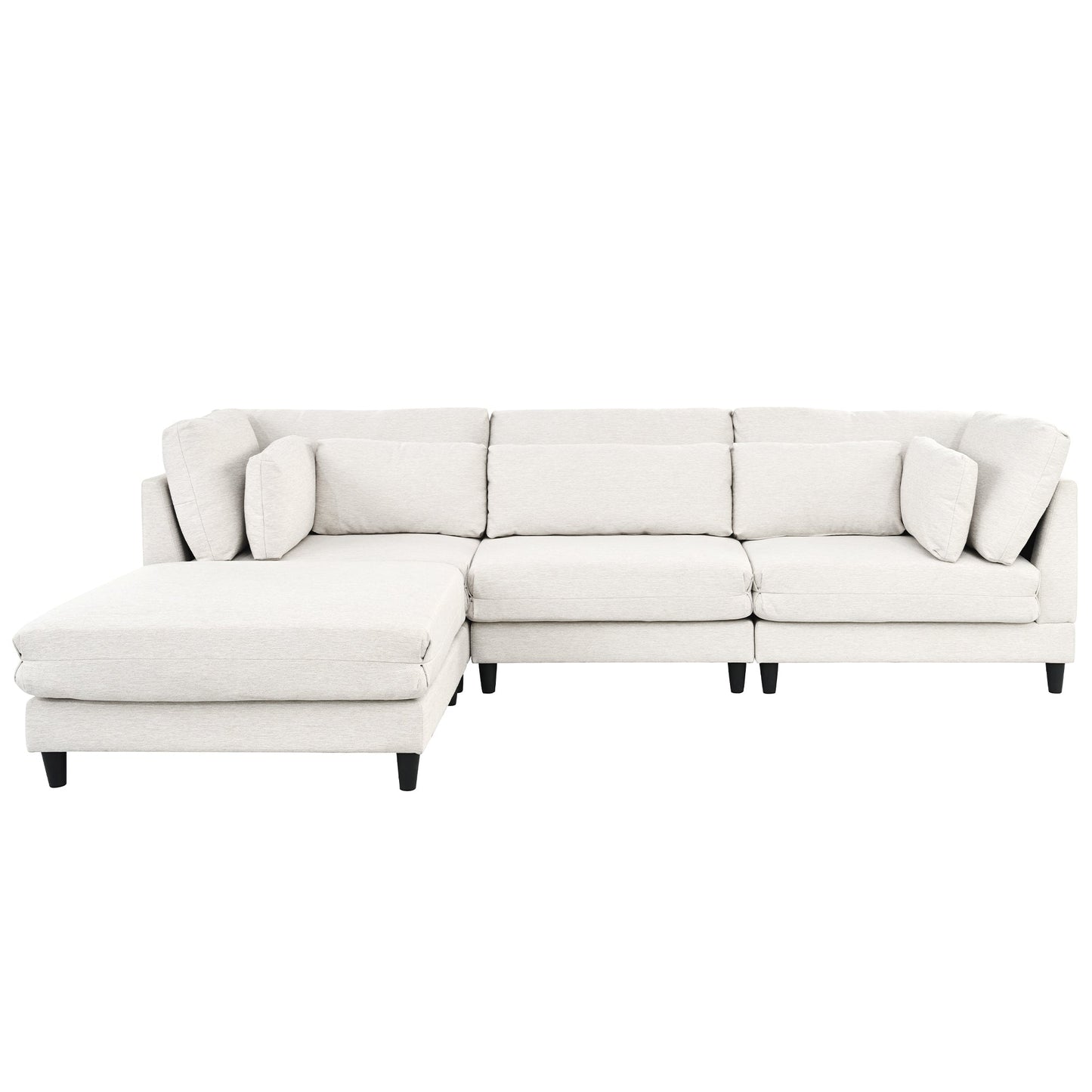 Modern Modular Sectional Sofa with Movable Ottoman, 110 Inch 4 Seat