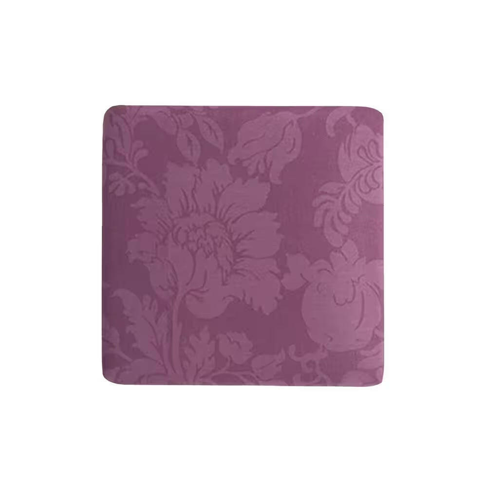 Jules 16 In. Purple Floral Polyester Sateen Jacquard Sq. Accent Footstool Ottoman.