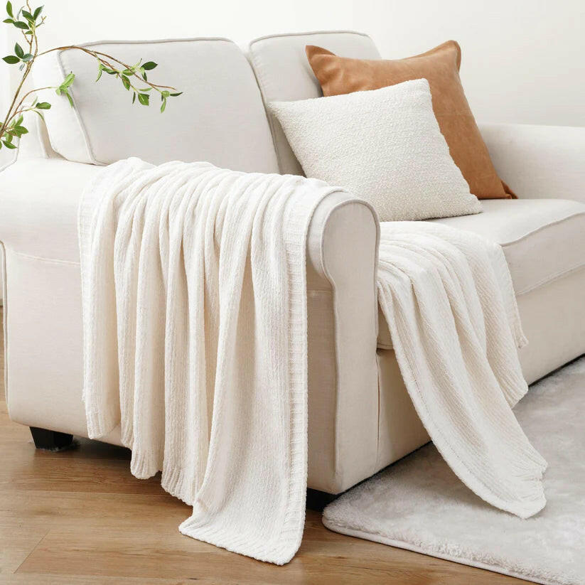 Textured Chenille Knit Throw Blanket.