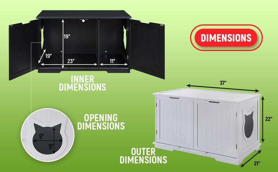 X-Large Cat Washroom Bench Litter Box Enclosure Furniture Box House.