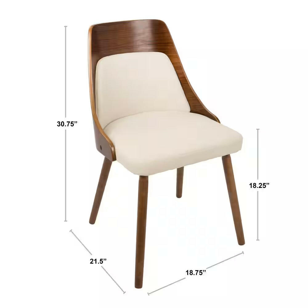 Anabelle Mid-Century Walnut and Cream Modern Dining Chair.