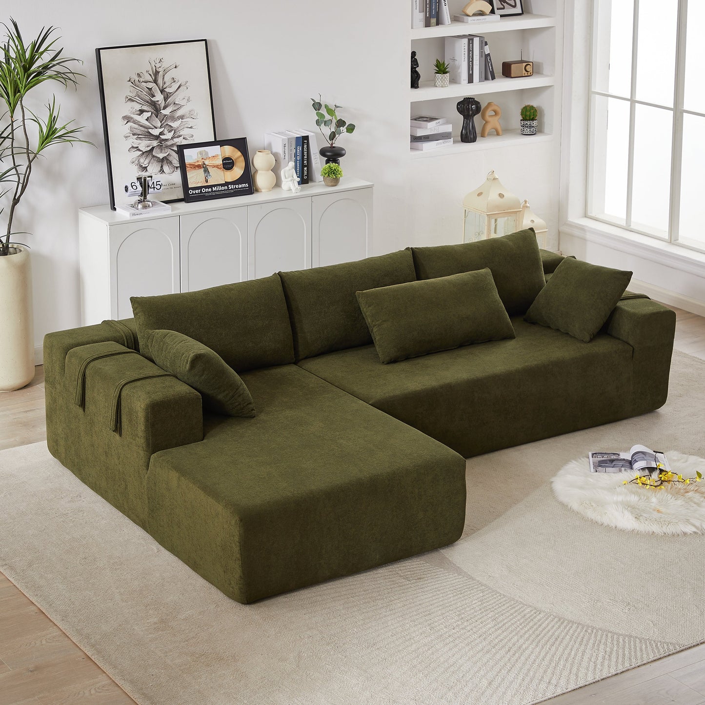 Modern Chenille Upholstered Sectional Sofa Couch Set,Modular 108" L