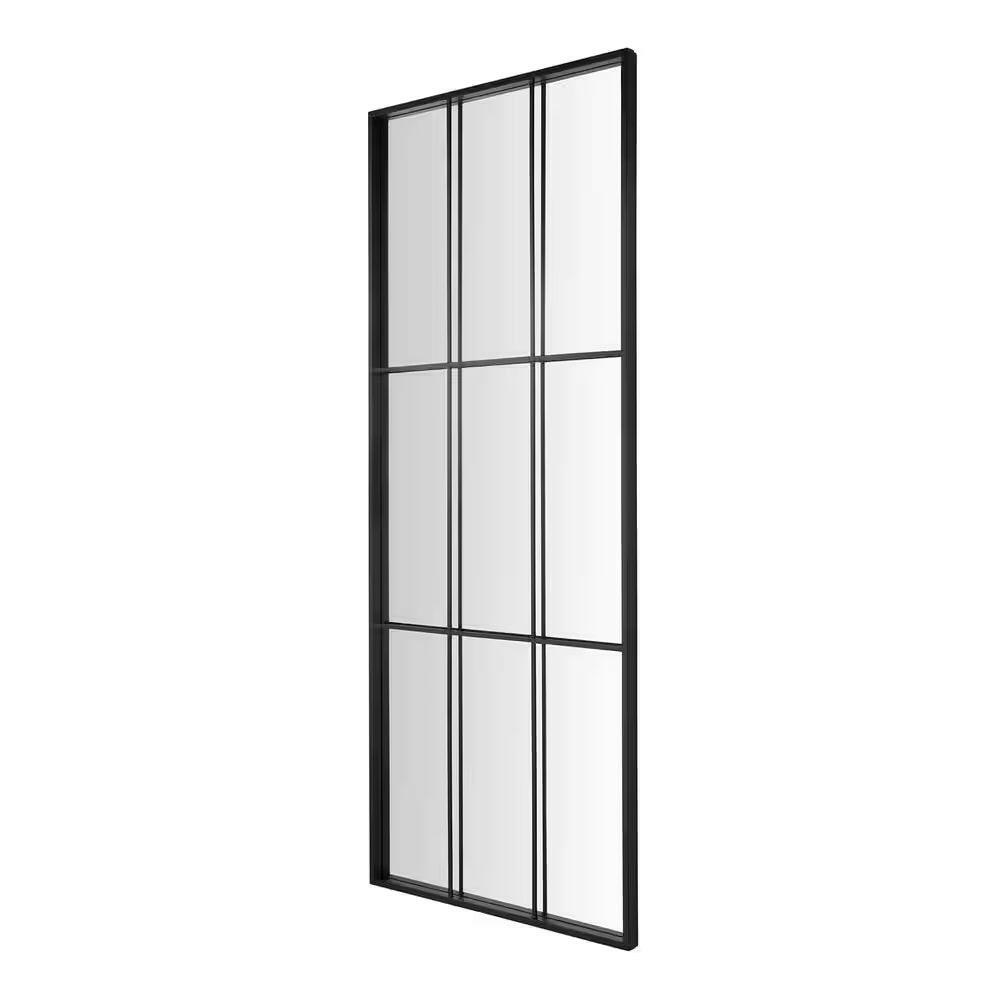 Oversized Black Metal Frame Windowpane Classic Floor Mirror (70 In. H X 29 In. W).