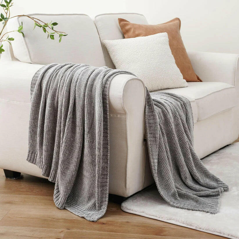 Textured Chenille Knit Throw Blanket.