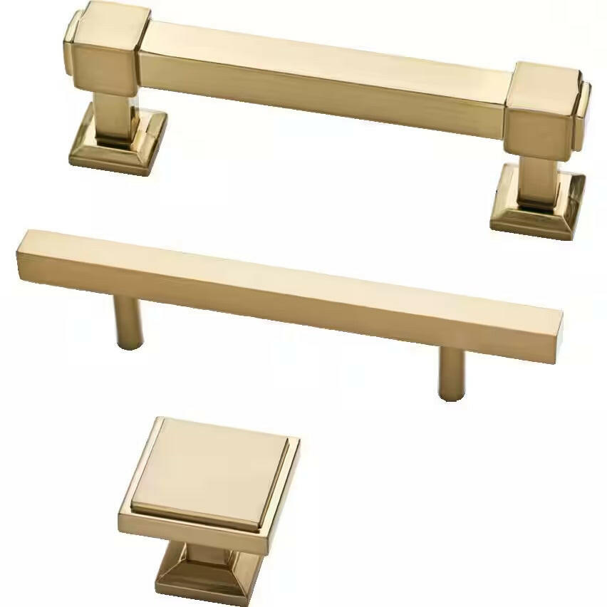 Square 3-3/4 In. (96 Mm) Modern Champagne Bronze Cabinet Drawer Bar Pull.