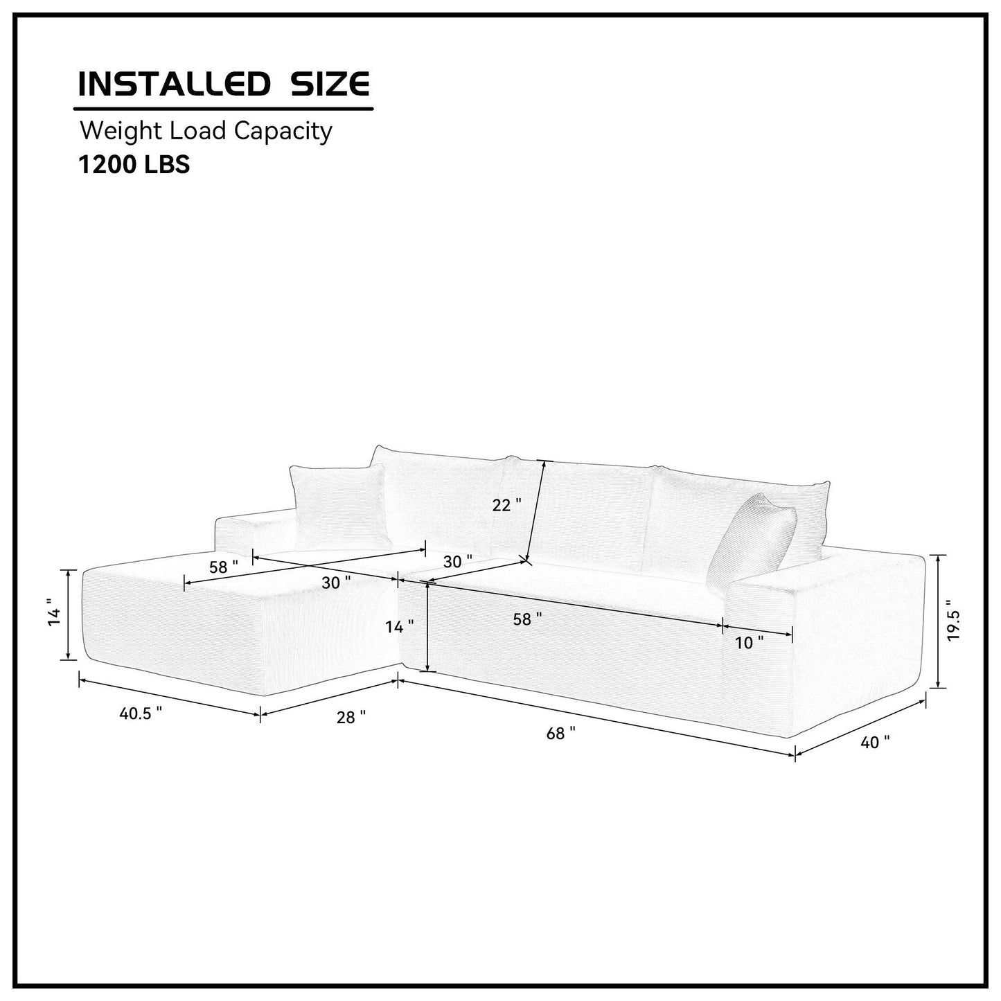 Sectional Couch  corduroy Covers 2 pcs L Shape Sectional Sofa Couches