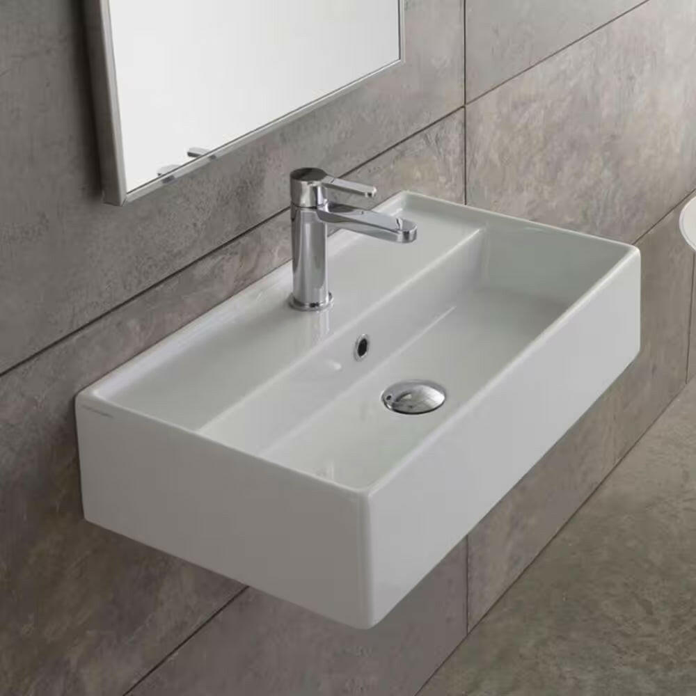 Teorema Wall Mounted Bathroom Sink in White.