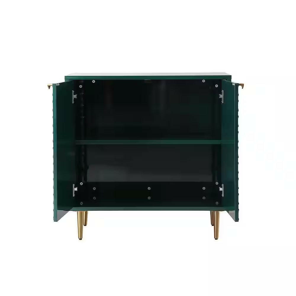 Green 32 In. H Modern Accent Cabinet with 2-Door and Adjustable Shelves.