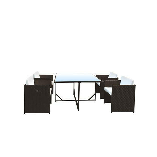 5 Piece Outdoor Dining Table Set Rattan Table Chairs Garden.