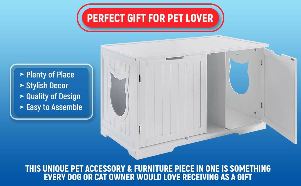 X-Large Cat Washroom Bench Litter Box Enclosure Furniture Box House.