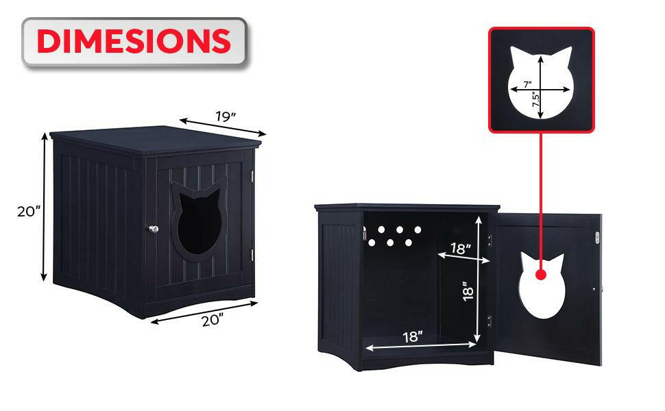 Cat House Side Table, Nightstand Pet House, Litter Box Enclosure.