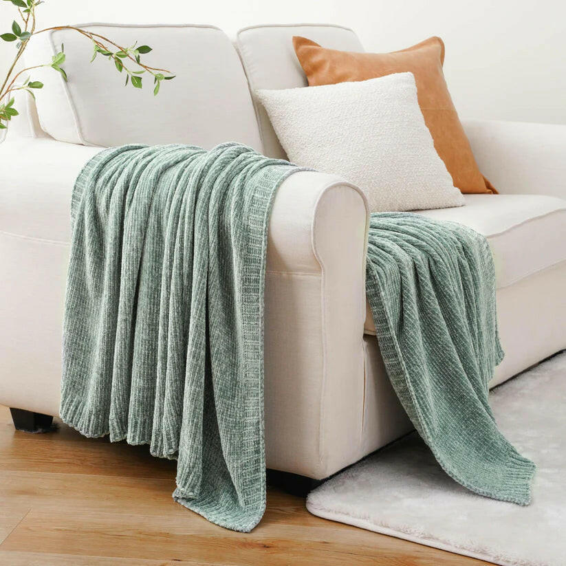 Textured Chenille Knit Throw Blanket.