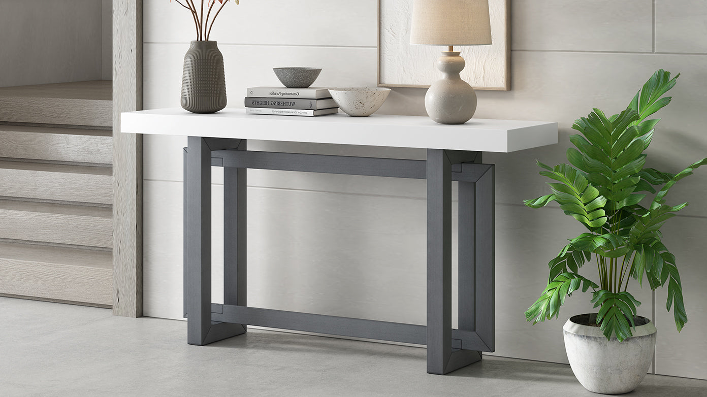 Contemporary Console Table with Wood Top, Extra Long Entryway Table